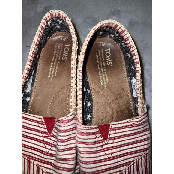Toms Striped Espadrilles Flats Red & White Women’s 7 - Picture 5 of 6